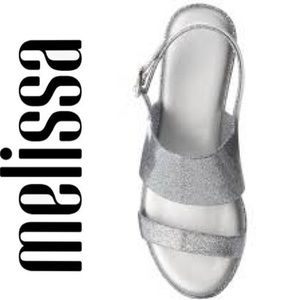 MELISSA silver glitter sling back sandals